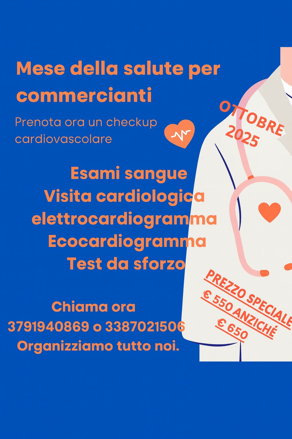Locandina che illustra i serviz offerti durante il mese della salute per i commercianti.